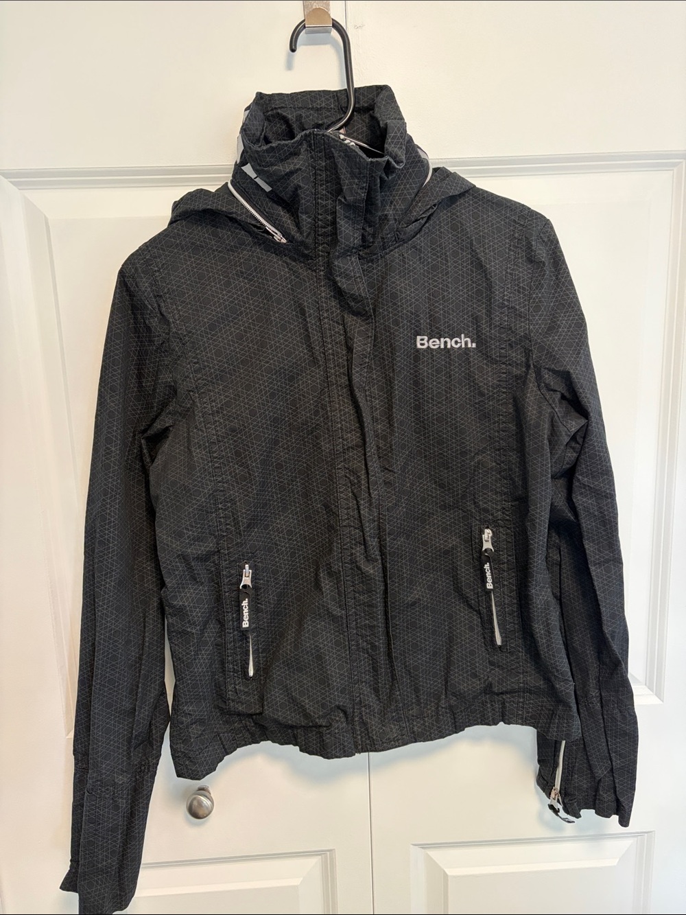 2 for $30 - Bench - Black Women's Hooded Jacket with Subtle Geometric Print